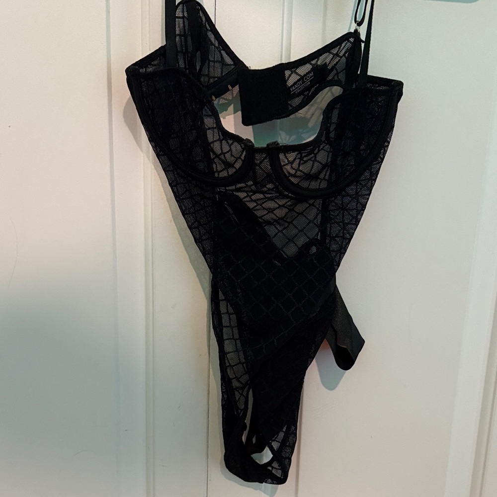Black Sheer Lace Bodysuit - Women Intimates